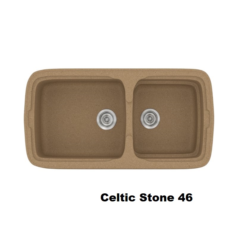 Brown Celtic Stone Modern 2 Bowl Composite Kitchen Sink 96×51 46 Classic 305 Sanitec
