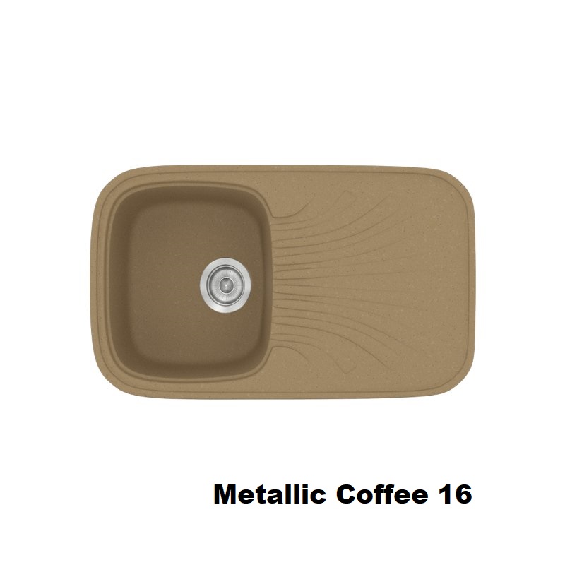 Καφε νεροχυτης κουζινας μοντερνος συνθετικος μια γουρνα και ποδια 82χ50 Metallic Coffee 16 Classic 315 Sanitec