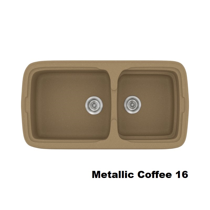 Καφε νεροχυτης κουζινας συνθετικος με δυο γουρνες μοντερνος 96χ51 Metallic Coffee 16 Classic 305 Sanitec