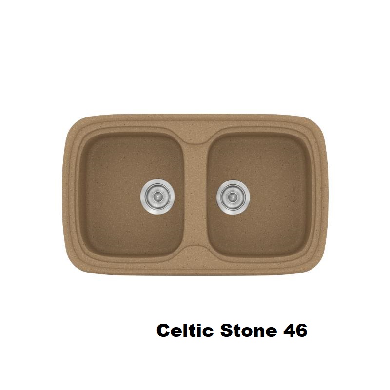 Καφε νεροχυτης κουζινας συνθετικος μοντερνος με 2 γουρνες 82χ50 Celtic Stone 46 Classic 312 Sanitec