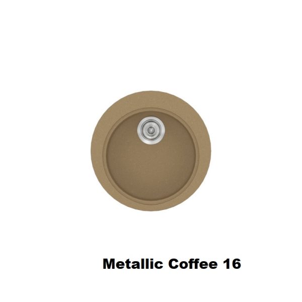 Καφε στρογγυλος συνθετικος νεροχυτης κουζινας μοντερνος με μια γουρνα φ48 Metallic Coffee 16 Classic 316 Sanitec