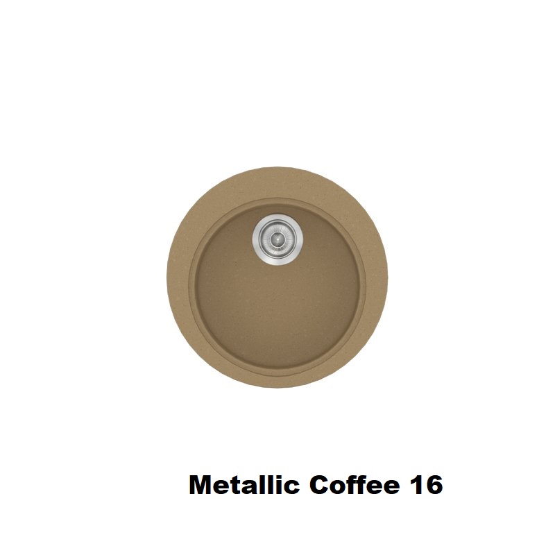 Καφε στρογγυλος νεροχυτης κουζινας συνθετικος μοντερνος με μια γουρνα φ48 Metallic Coffee 16 Classic 316 Sanitec