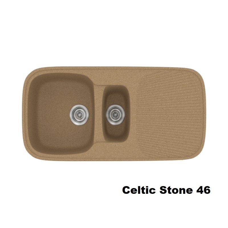 Καφε συνθετικοι μοντερνοι νεροχυτες με δυο γουρνες και ποδια 97χ50 Celtic Stone 46 Classic 301 Sanitec