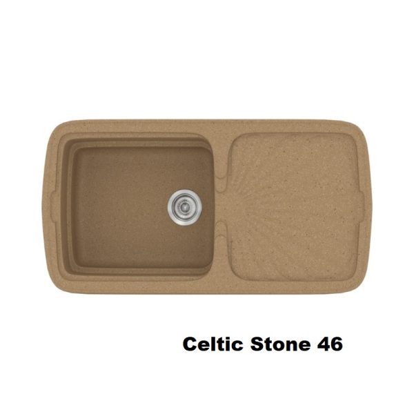 Brown Modern 1 Bowl Composite Kitchen Sink with Drainer 96x51 Celtic Stone 46 Classic 306 Sanitec