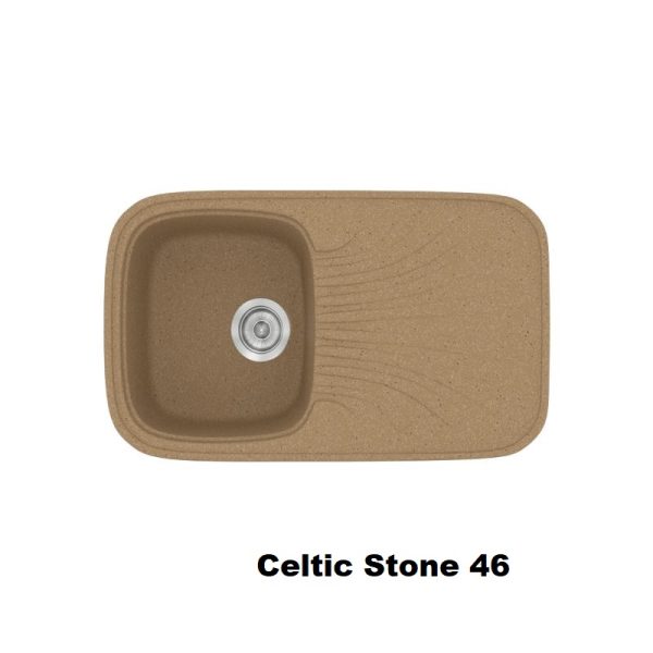 Brown Celtic Stone Modern 1 Bowl Composite Kitchen Sink with Drainer 82x50 46 Classic 315 Sanitec