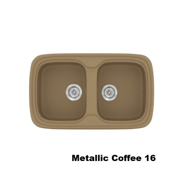 Καφε νεροχυτες κουζινας μοντερνοι συνθετικοι με 2 γουρνες 82χ50 Metallic Coffee 16 Classic 312 Sanitec