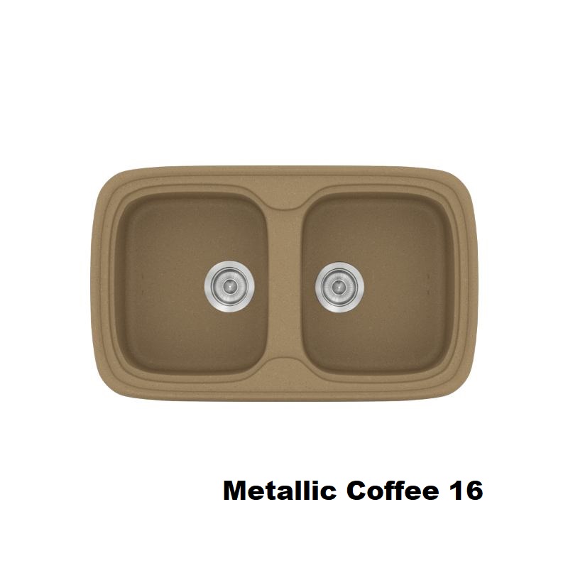 Καφε συνθετικοι νεροχυτες κουζινας μοντερνοι με 2 γουρνες 82χ50 Metallic Coffee 16 Classic 312 Sanitec