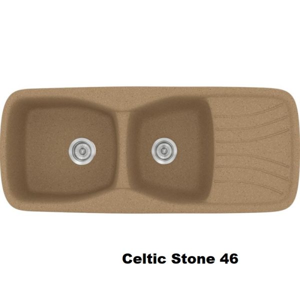 Brown Celtic Stone Modern 2 Bowl Composite Kitchen Sink with Drainer 120x51 46 Classic 311 Sanitec