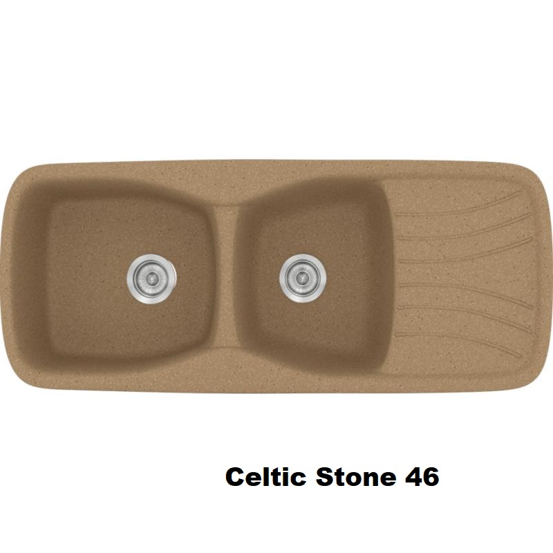 Καφε συνθετικος νεροχυτης κουζινας με 2 γουρνες και ποδια 120χ51 Celtic Stone 46 Classic 311 Sanitec