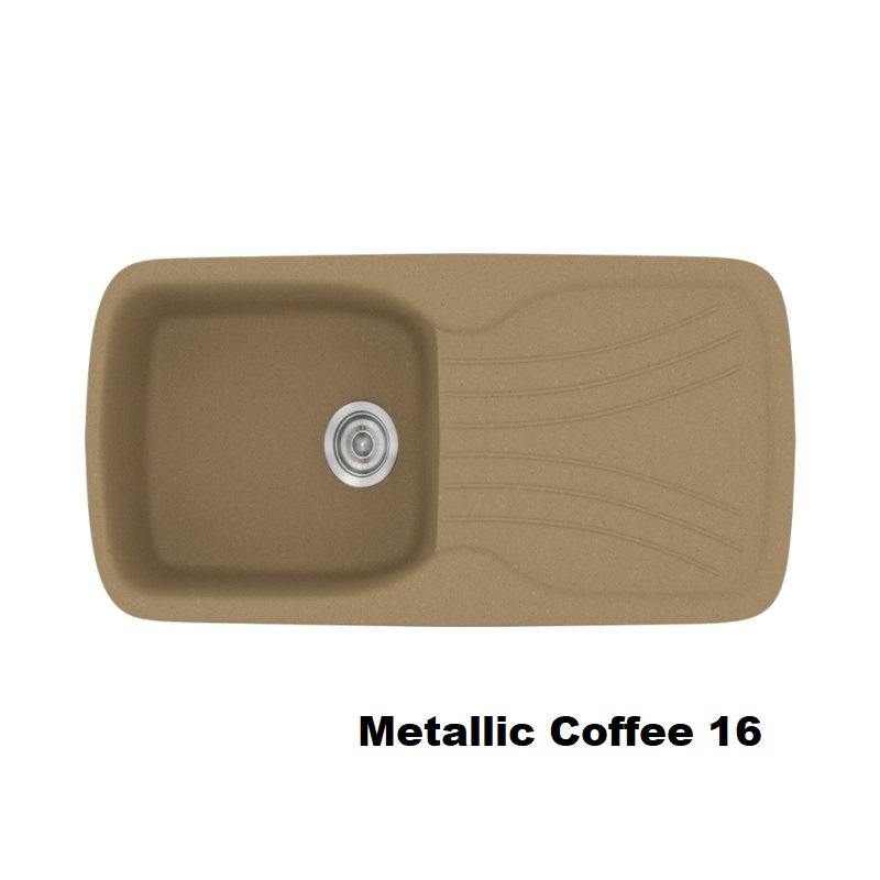 Καφε συνθετικος νεροχυτης κουζινας με μια γουρνα και ποδια 97χ51 Metallic Coffee 16 Classic 308 Sanitec