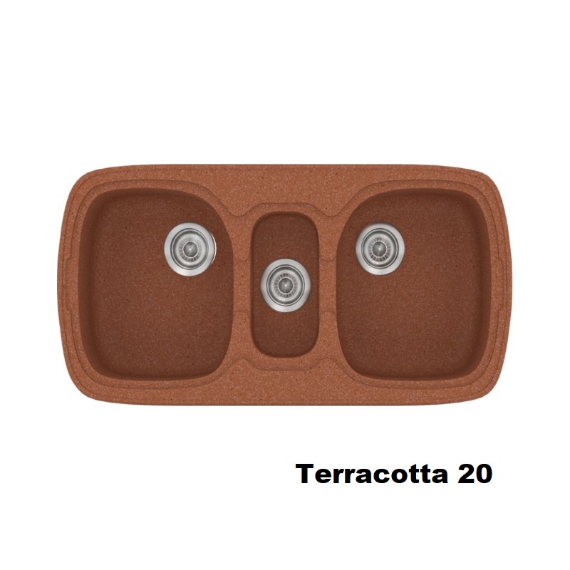 Red Modern 2,5 Bowl Composite Kitchen Sink 96×51 Terracotta 20 Classic 303 Sanitec