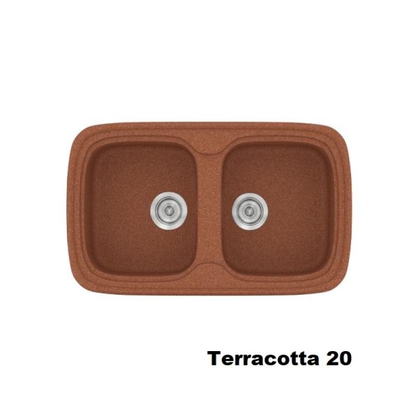 Terracotta Modern 2 Bowl Composite Kitchen Sink 82x50 20 Classic 312 Sanitec