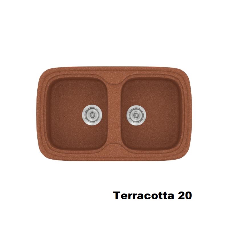 Terracotta Modern 2 Bowl Composite Kitchen Sink 82×50 20 Classic 312 Sanitec