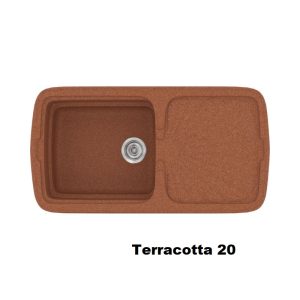 Terracotta Modern 1 Bowl Composite Kitchen Sink with Drainer 96x51 20 Classic 306 Sanitec