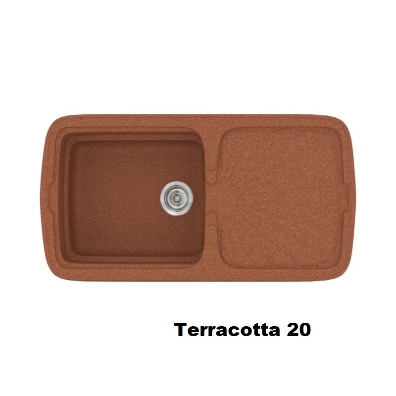 Terracotta Modern 1 Bowl Composite Kitchen Sink with Drainer 96×51 20 Classic 306 Sanitec