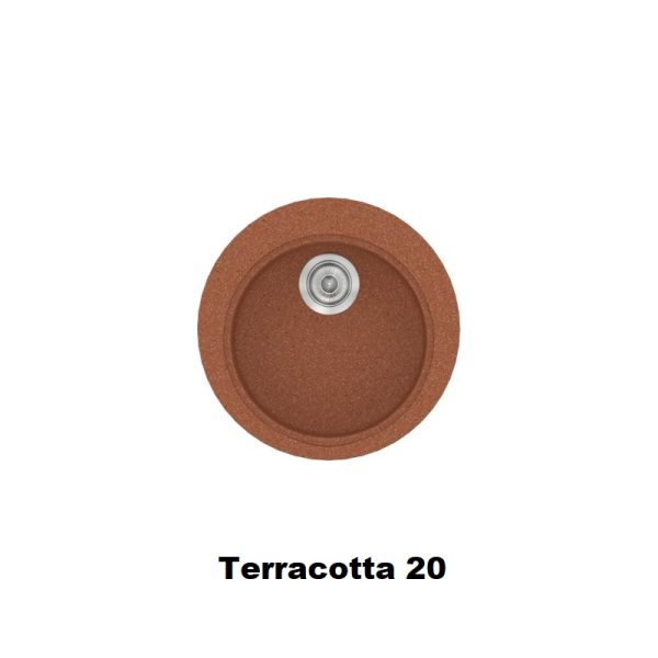 Terracotta Red Modern 1 Bowl Small Round Composite Kitchen Sink Ø48 Classic 316 Sanitec