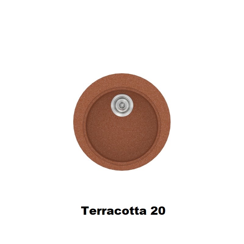 Terracotta Red Modern 1 Bowl Small Round Composite Kitchen Sink Ø48 Classic 316 Sanitec