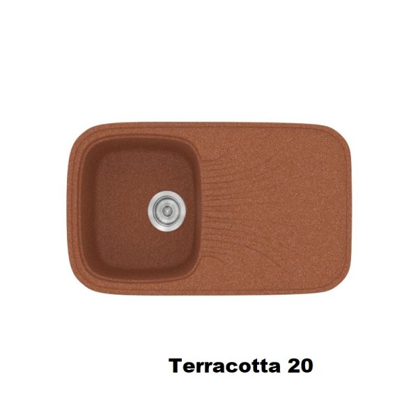 Red Terracotta Modern 1 Bowl Composite Kitchen Sink with Drainer 82x50 20 Classic 315 Sanitec