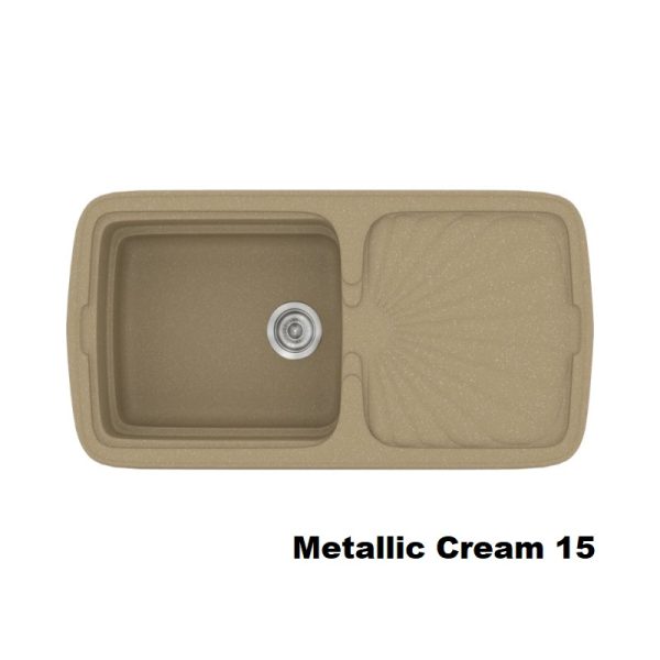 Cream Modern 1 Bowl Composite Kitchen Sink with Drainer 96x51 15 Classic 306 Sanitec