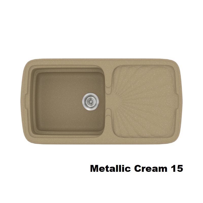 Cream Modern 1 Bowl Composite Kitchen Sink with Drainer 96×51 15 Classic 306 Sanitec