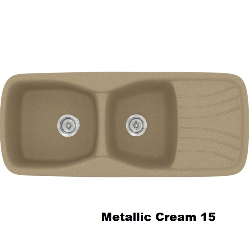 Cream Modern 2 Bowl Composite Kitchen Sink with Drainer 120×51 15 Classic 311 Sanitec