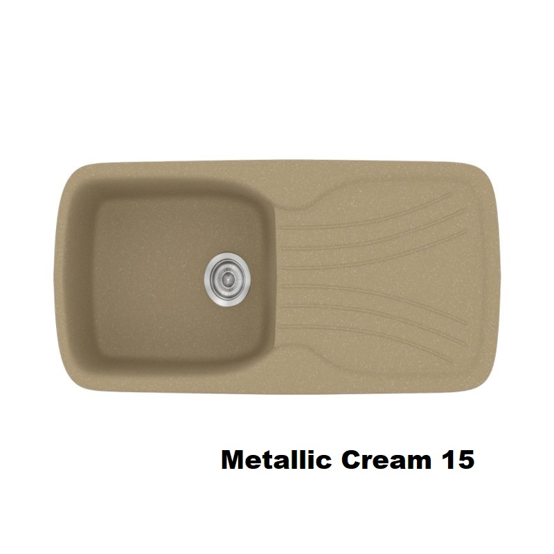 Κρεμ νεροχυτης κουζινας συνθετικος με 1 γουρνα και ποδια 97χ51 Metallic Cream 15 Classic 308 Sanitec