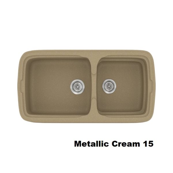 Κρεμ νεροχυτες κουζινας συνθετικοι με δυο γουρνες μοντερνοι 96χ51 Metallic Cream 15 Classic 305 Sanitec