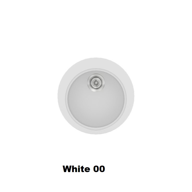 Λευκοι μοντερνοι στρογγυλοι νεροχυτες κουζινας με μια γουρνα φ48 εκατοστων White 00 Classic 316 Sanitec