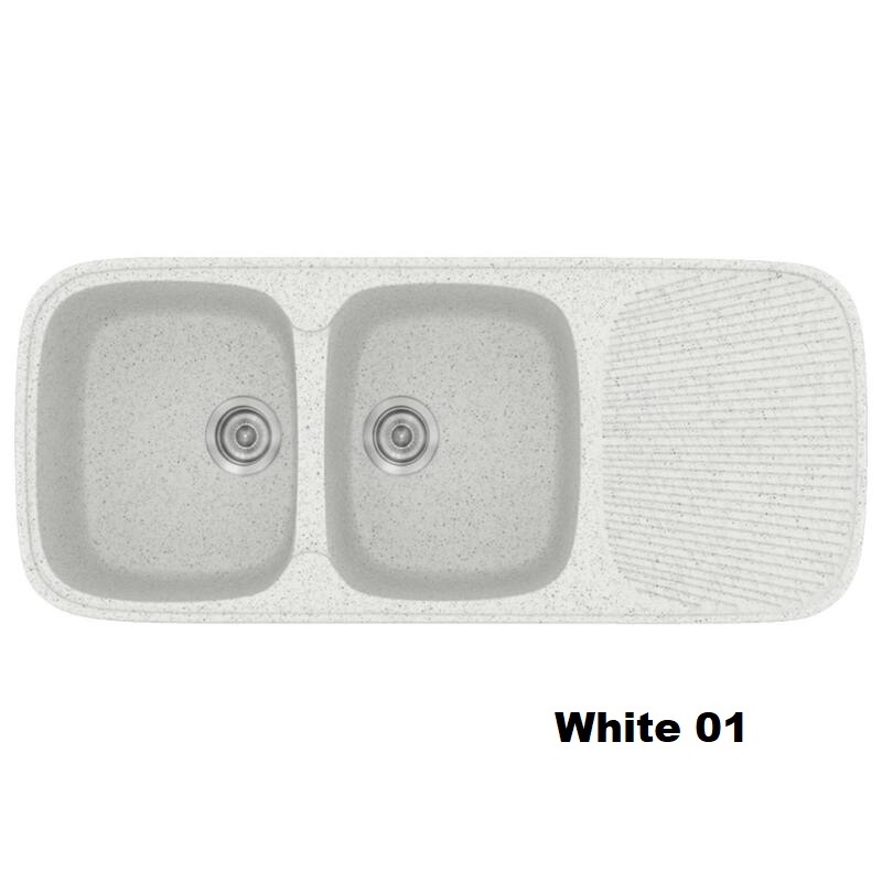 Λευκοι συνθετικοι νεροχυτες κουζινας διπλοι μοντερνοι με ποδια 116χ50 White 01 Classic 300 Sanitec