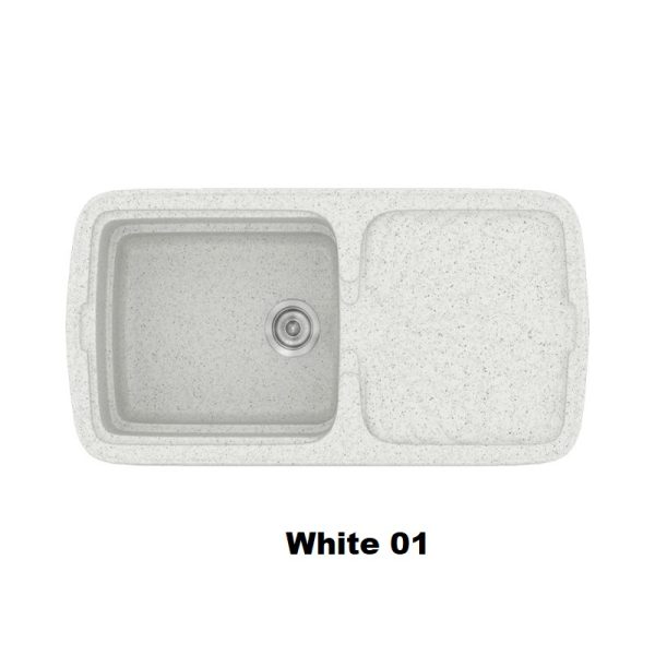 Crispy White Modern 1 Bowl Composite Kitchen Sink with Drainer 96x51 01 Classic 306 Sanitec