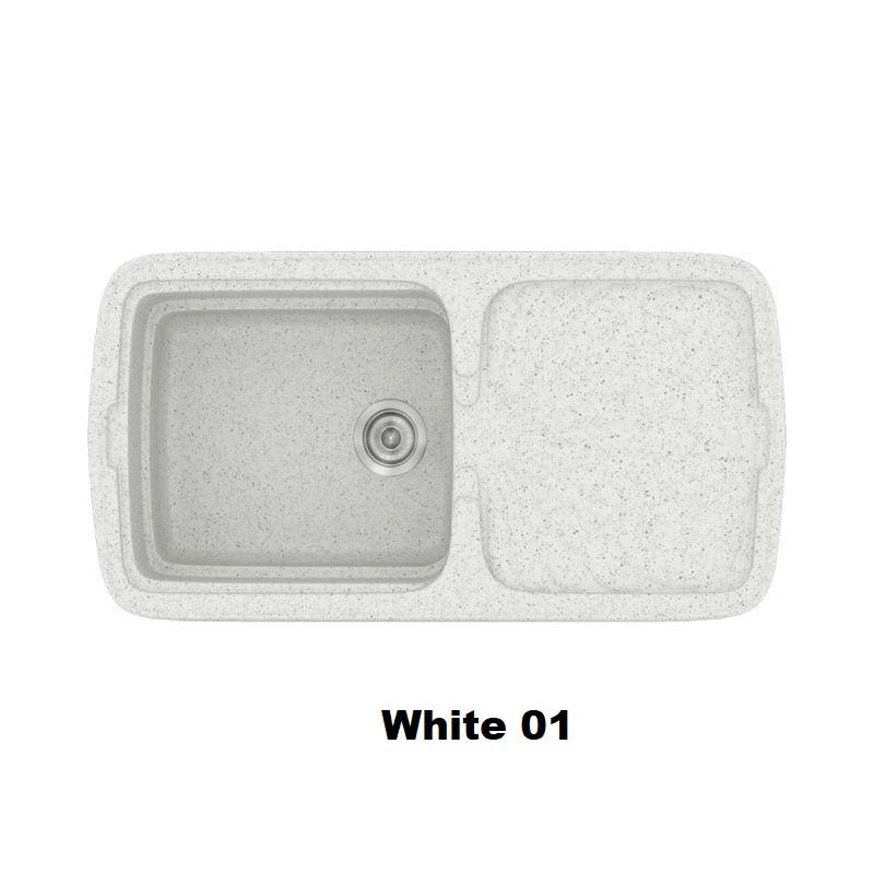Crispy White Modern 1 Bowl Composite Kitchen Sink with Drainer 96×51 01 Classic 306 Sanitec