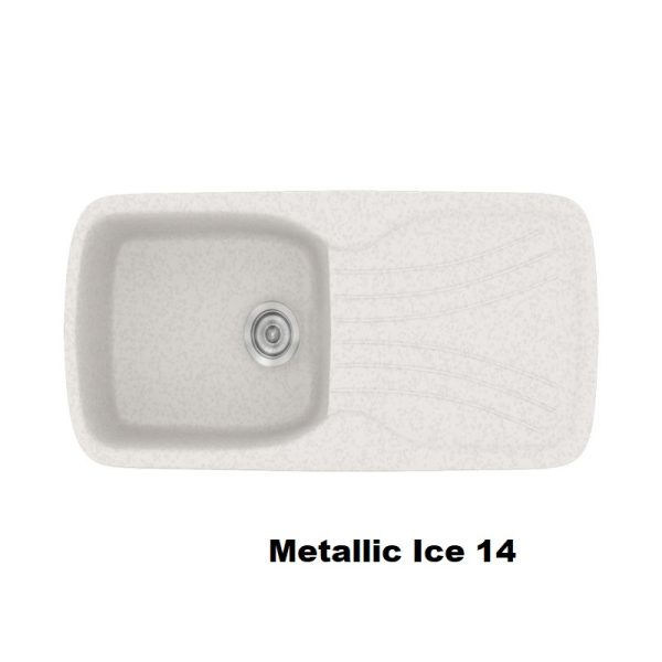 Ασπροι νεροχυτες συνθετικοι κουζινας μοντερνοι μονοι 97χ51 συν ποδια Metallic Ice 14 Classic 308 Sanitec