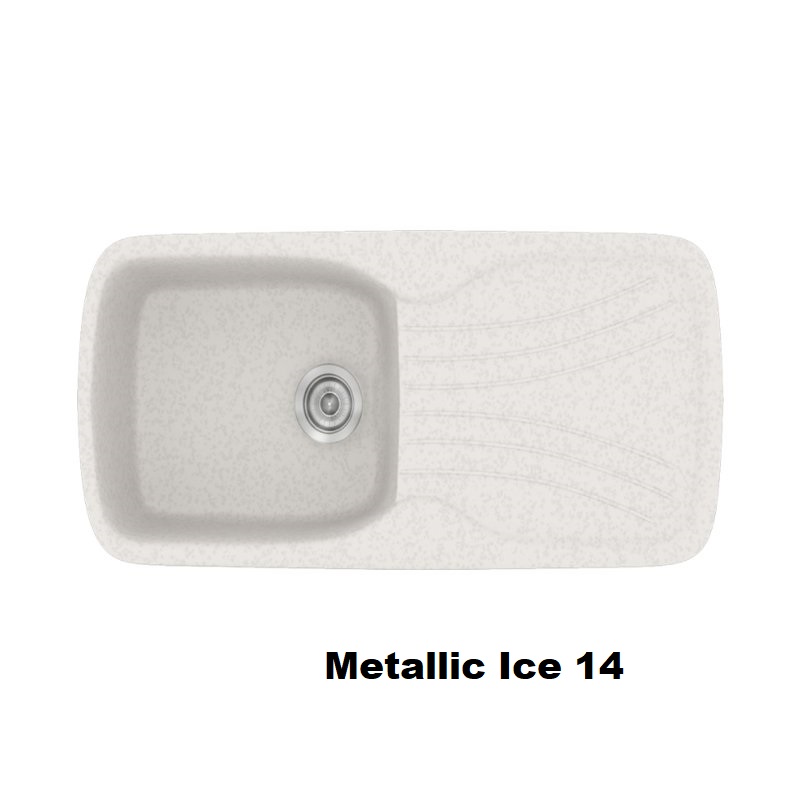 Λευκοι συνθετικοι νεροχυτες κουζινας μοντερνοι μονοι 97χ51 συν ποδια Metallic Ice 14 Classic 308 Sanitec