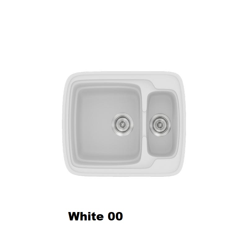 Λευκος μικρος νεροχυτης κουζινας συνθετικος μοντερνος διπλος 60χ51 White 00 Classic 314 Sanitec