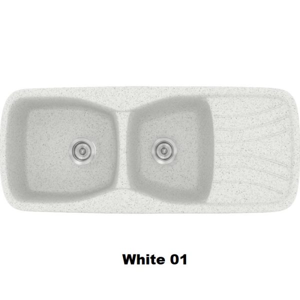 Crispy White Modern 2 Bowl Composite Kitchen Sink with Drainer 120x51 01 Classic 311 Sanitec