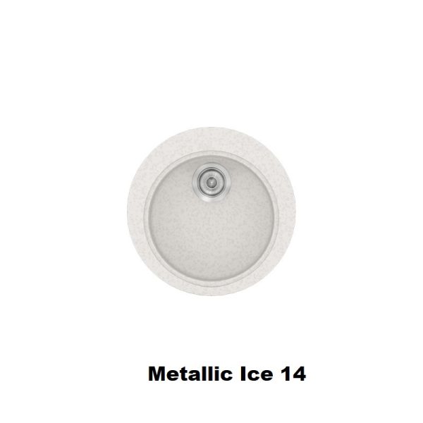 Λευκος στρογγυλος νεροχυτης κουζινας με 1 γουρνα συνθετικος φ48 Metallic Ice 14 Classic 316 Sanitec