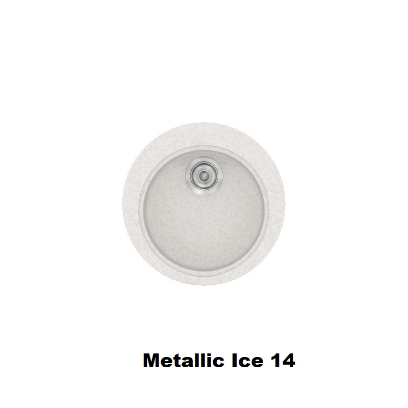 Λευκος στρογγυλος συνθετικος νεροχυτης κουζινας με 1 γουρνα φ48 Metallic Ice 14 Classic 316 Sanitec