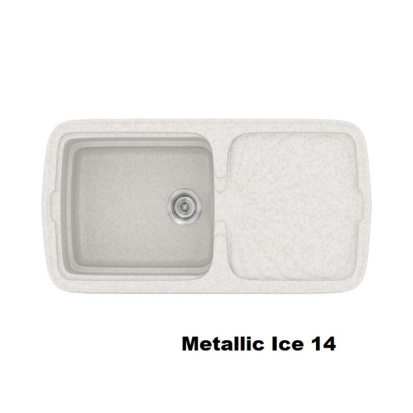 Ασπρος συνθετικος νεροχυτης κουζινας μονος μοντερνος 96χ51 συν μαξιλαρι Metallic Ice 14 Classic 306 Sanitec