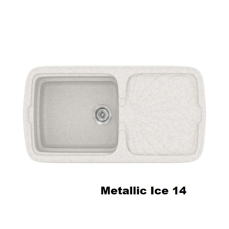 Λευκος συνθετικος νεροχυτης κουζινας μονος μοντερνος 96χ51 συν μαξιλαρι Metallic Ice 14 Classic 306 Sanitec