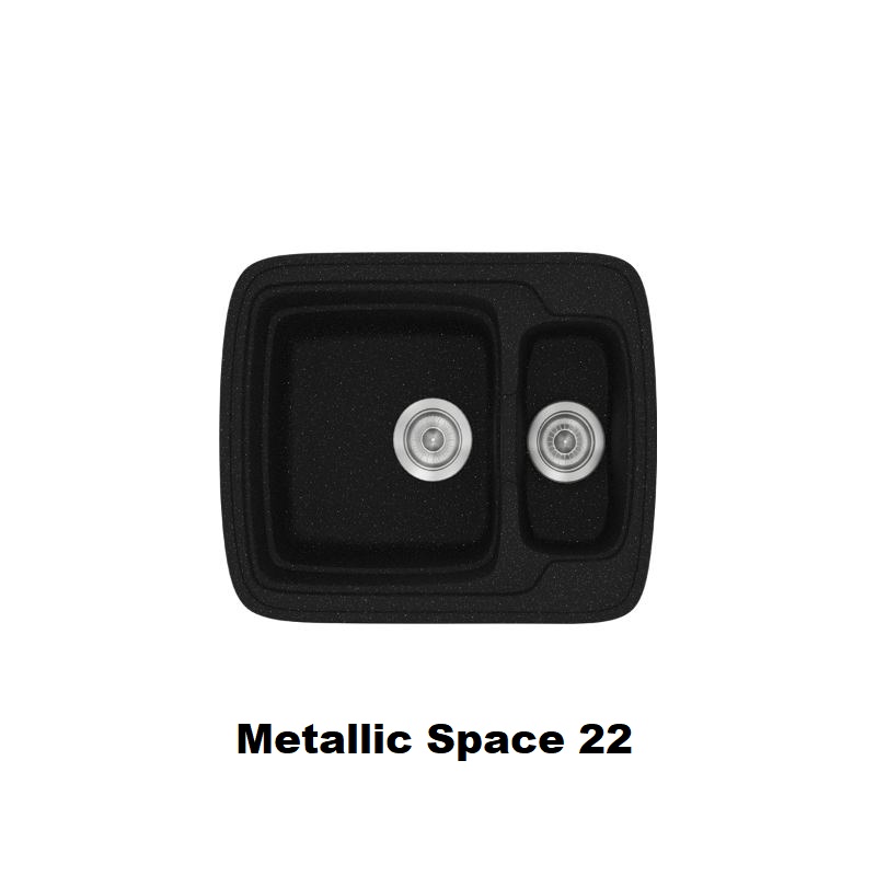 Μαυροι μικροι νεροχυτες κουζινας μοντερνοι συνθετικοι με δυο γουρνες 60χ51 Metallic Space 22 Classic 314 Sanitec
