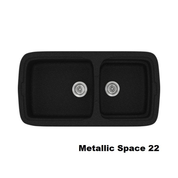 Metallic Black Space Modern 2 Bowl Composite Kitchen Sink 96x51 22 Classic 305 Sanitec