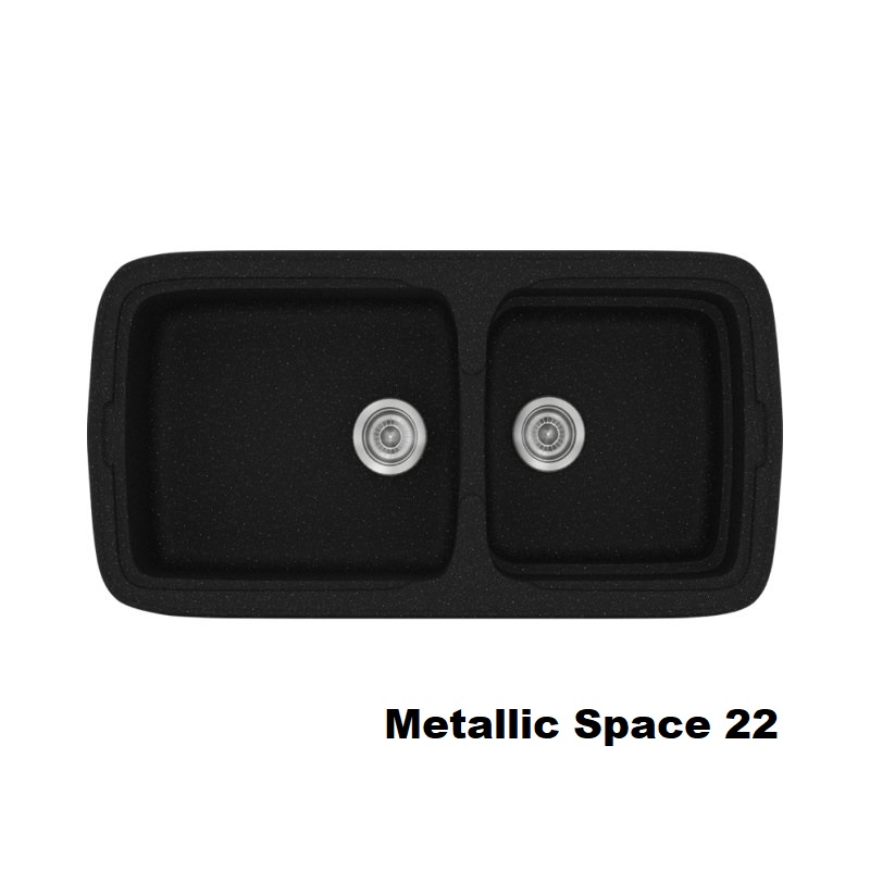 Metallic Black Space Modern 2 Bowl Composite Kitchen Sink 96×51 22 Classic 305 Sanitec