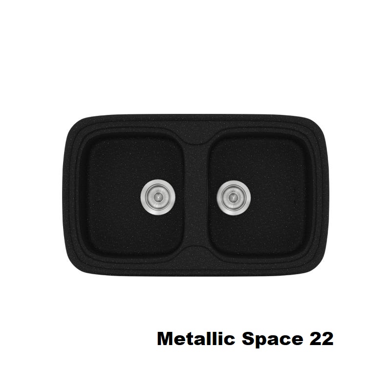 Metallic Black Modern 2 Bowl Composite Kitchen Sink 82×50 22 Classic 312 Sanitec