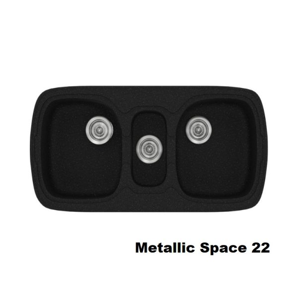 Black Modern 2,5 Bowl Composite Kitchen Sink 96x51 Metallic Space 22 Classic 303 Sanitec