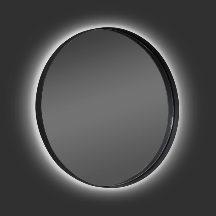 Round LED bathroom mirror with black metal frame 3 cm
