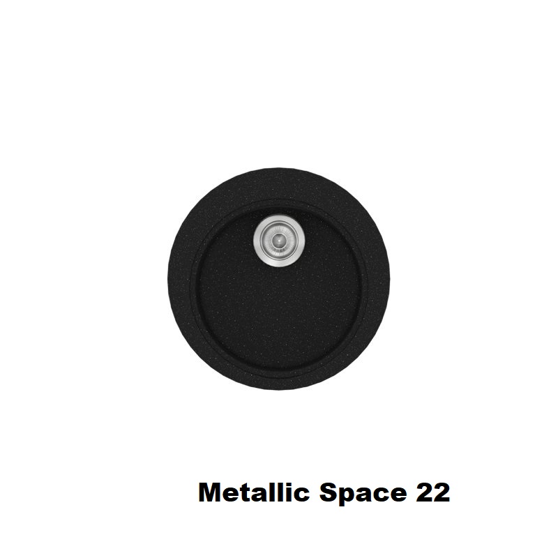 Metallic Black Modern 1 Bowl Small Round Composite Kitchen Sink Ø48 Classic 316 Sanitec