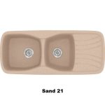 Sand Modern 2 Bowl Composite Kitchen Sink with Drainer 120x51 21 Classic 311 Sanitec