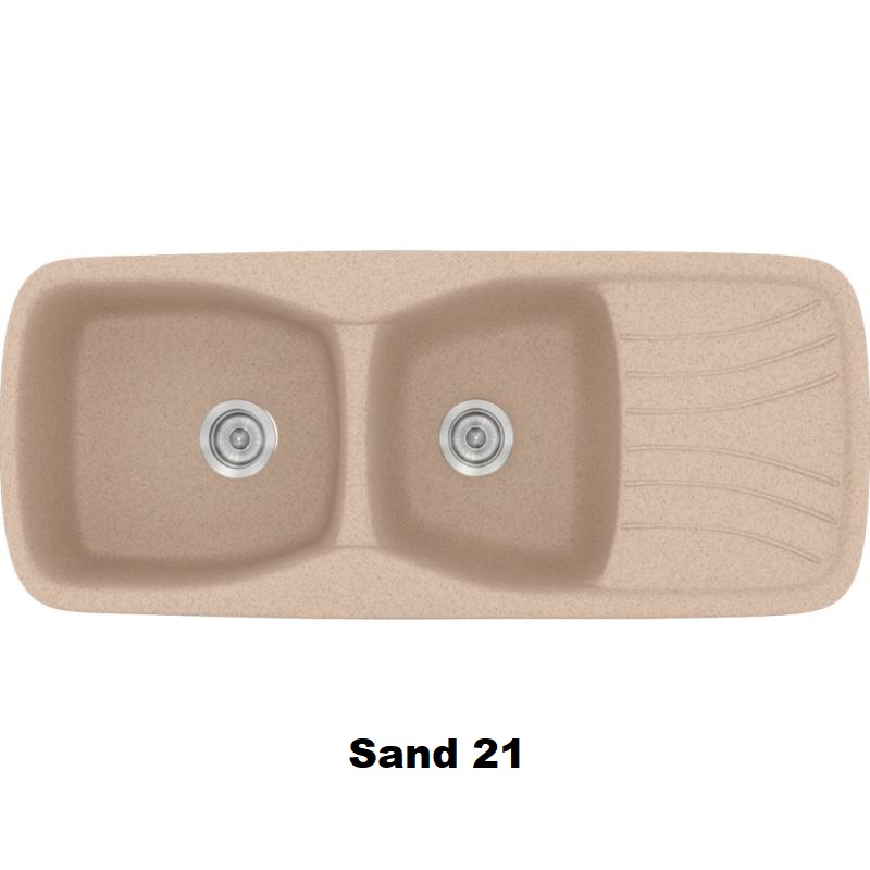 Sand Modern 2 Bowl Composite Kitchen Sink with Drainer 120×51 21 Classic 311 Sanitec