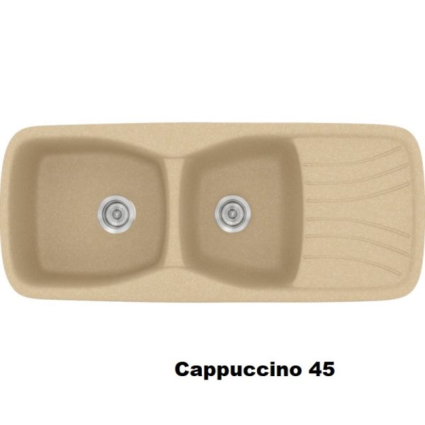 Cappuccino Modern 2 Bowl Composite Kitchen Sink with Drainer 120x51 45 Classic 311 Sanitec