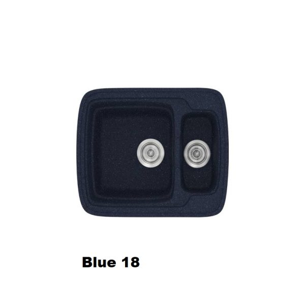Μικροι συνθετικοι μπλε νεροχυτες κουζινας μοντερνοι με δυο γουρνες 60χ51 Blue 18 Classic 314 Sanitec